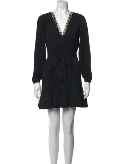 Pre-owned Milly V-neck Mini Dress In Black