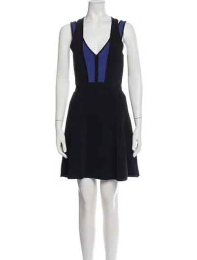 Pre-owned Milly V-neck Mini Dress In Black