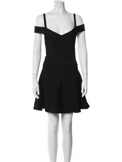 Pre-owned Milly V-neck Mini Dress In Black