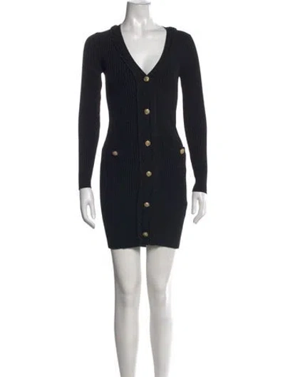 Pre-owned Milly V-neck Mini Dress In Black