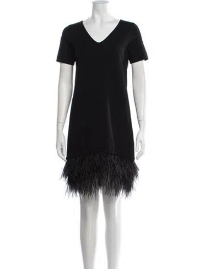 Pre-owned Milly V-neck Mini Dress In Black