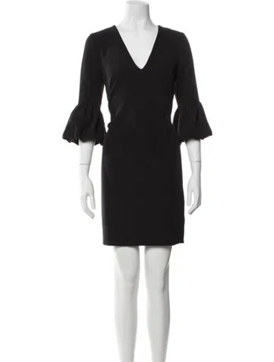 Pre-owned Milly V-neck Mini Dress In Black