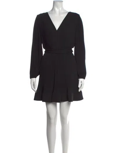 Pre-owned Milly V-neck Mini Dress In Black