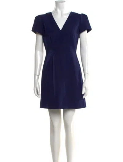 Pre-owned Milly V-neck Mini Dress In Blue
