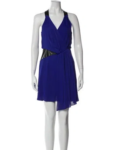 Pre-owned Milly V-neck Mini Dress In Blue