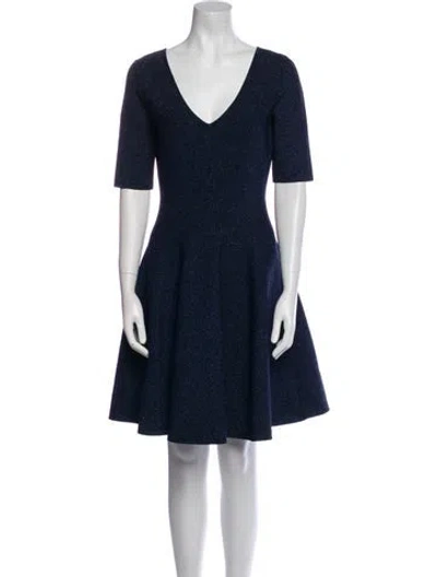 Pre-owned Milly V-neck Mini Dress In Blue