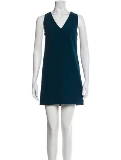 Pre-owned Milly V-neck Mini Dress In Blue