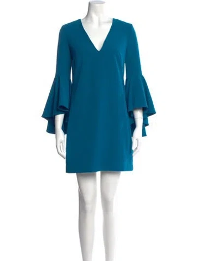 Pre-owned Milly V-neck Mini Dress In Blue