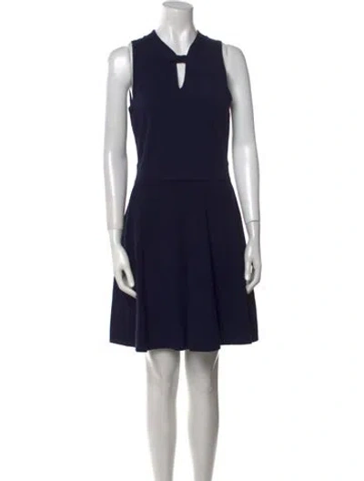 Pre-owned Milly V-neck Mini Dress In Blue