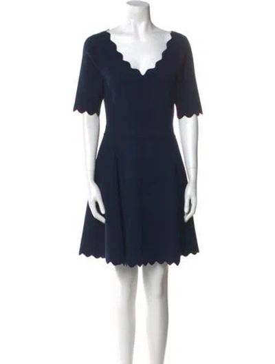 Pre-owned Milly V-neck Mini Dress In Blue