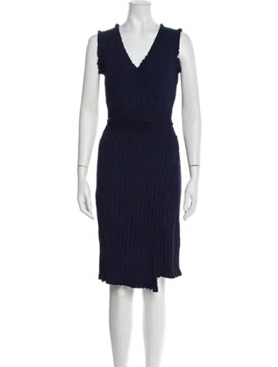 Pre-owned Milly V-neck Mini Dress In Blue