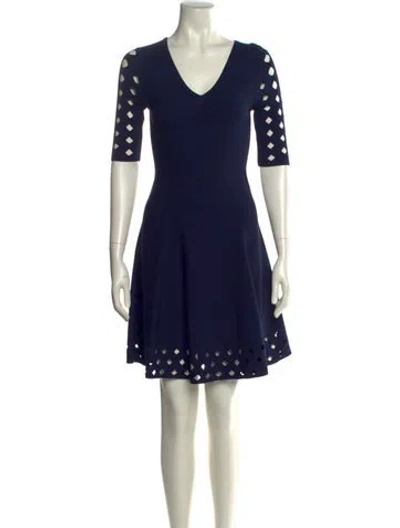 Pre-owned Milly V-neck Mini Dress In Blue