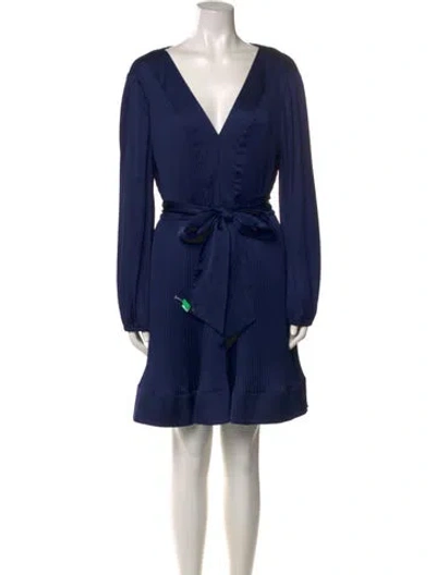 Pre-owned Milly V-neck Mini Dress In Blue