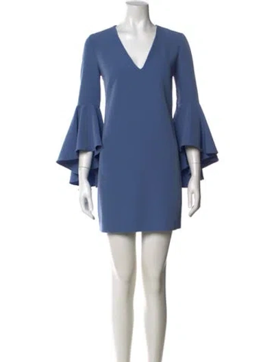 Pre-owned Milly V-neck Mini Dress In Blue