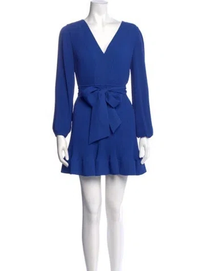 Pre-owned Milly V-neck Mini Dress In Blue