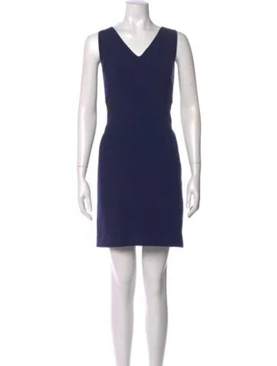 Pre-owned Milly V-neck Mini Dress In Blue