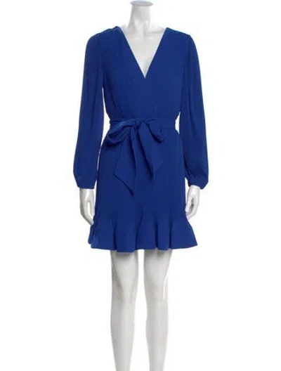 Pre-owned Milly V-neck Mini Dress In Blue