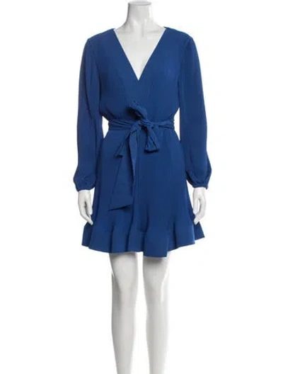 Pre-owned Milly V-neck Mini Dress In Blue