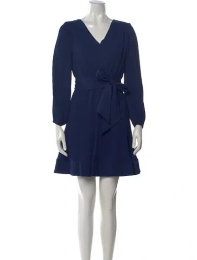 Pre-owned Milly V-neck Mini Dress In Blue