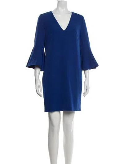 Pre-owned Milly V-neck Mini Dress In Blue