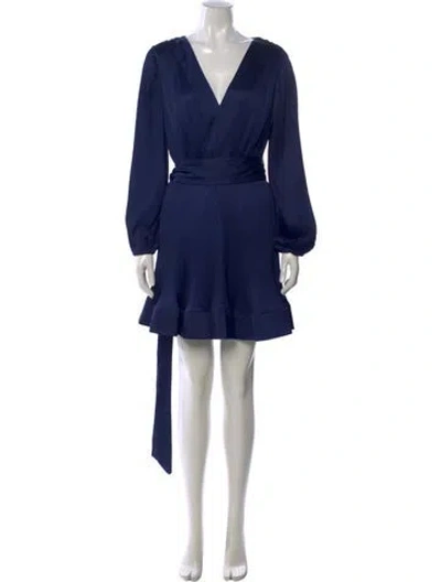 Pre-owned Milly V-neck Mini Dress In Blue