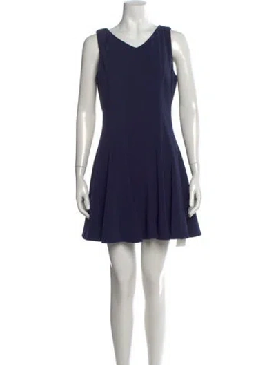 Pre-owned Milly V-neck Mini Dress In Blue