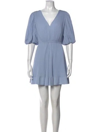 Pre-owned Milly V-neck Mini Dress In Blue