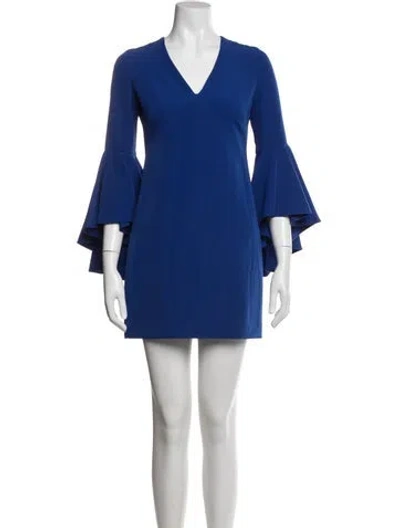 Pre-owned Milly V-neck Mini Dress In Blue
