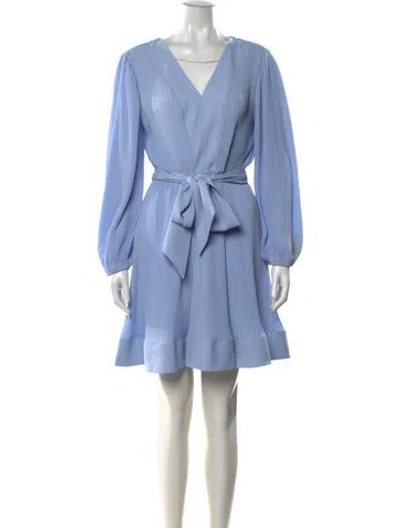 Pre-owned Milly V-neck Mini Dress In Blue