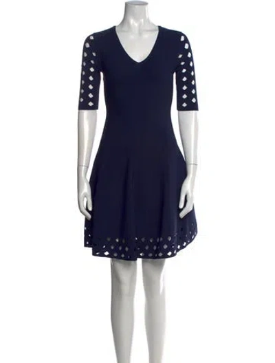 Pre-owned Milly V-neck Mini Dress In Blue