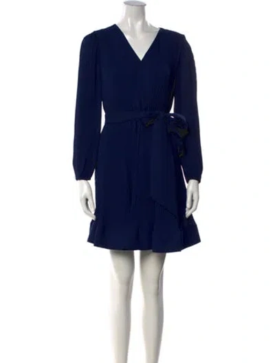Pre-owned Milly V-neck Mini Dress In Blue