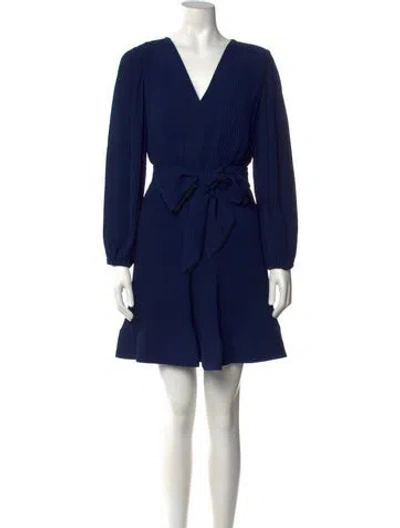 Pre-owned Milly V-neck Mini Dress In Blue