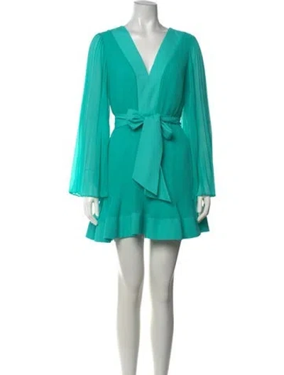Pre-owned Milly V-neck Mini Dress In Blue