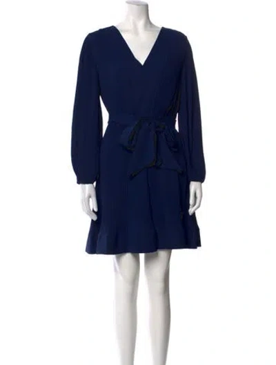 Pre-owned Milly V-neck Mini Dress In Blue
