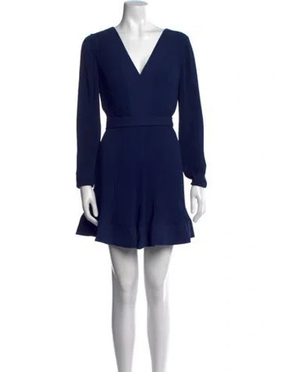 Pre-owned Milly V-neck Mini Dress In Blue