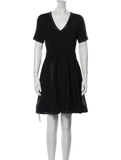 Pre-owned Milly V-neck Mini Dress In Blue