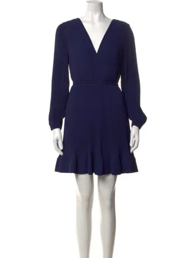 Pre-owned Milly V-neck Mini Dress In Blue