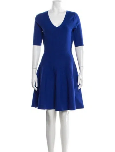 Pre-owned Milly V-neck Mini Dress In Blue