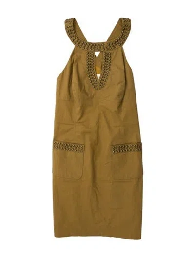 Pre-owned Milly V-neck Mini Dress In Brown