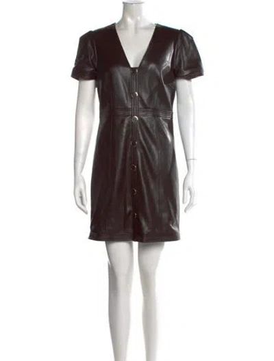 Pre-owned Milly V-neck Mini Dress In Brown