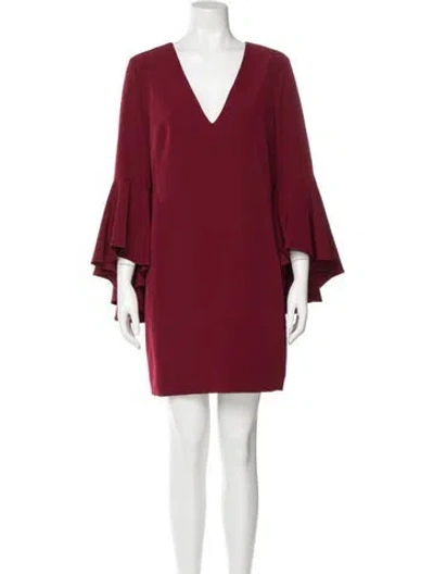 Pre-owned Milly V-neck Mini Dress In Burgundy