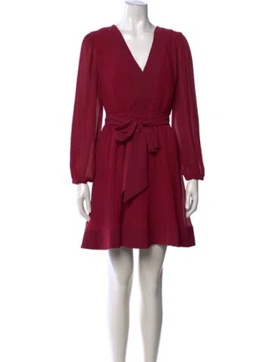 Pre-owned Milly V-neck Mini Dress In Burgundy