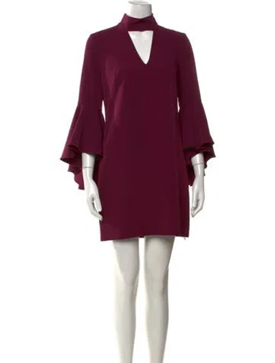 Pre-owned Milly V-neck Mini Dress In Burgundy