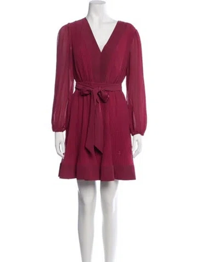 Pre-owned Milly V-neck Mini Dress In Burgundy