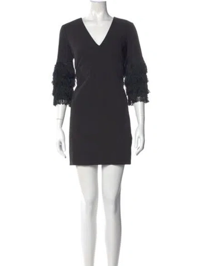 Pre-owned Milly V-neck Mini Dress In Gray