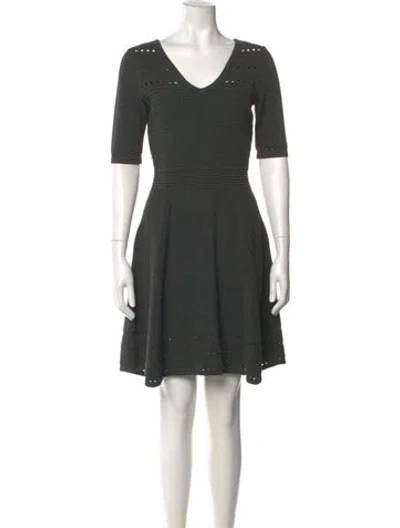 Pre-owned Milly V-neck Mini Dress In Gray
