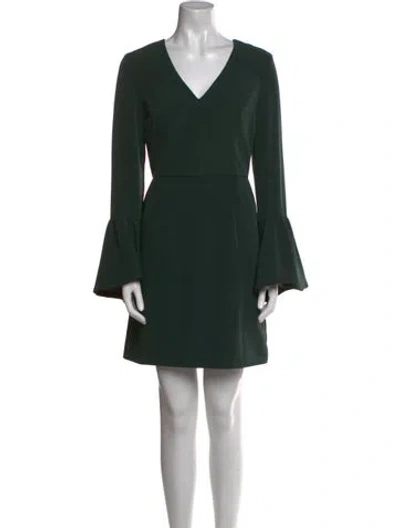 Pre-owned Milly V-neck Mini Dress In Green