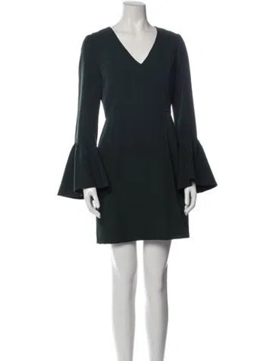 Pre-owned Milly V-neck Mini Dress In Green