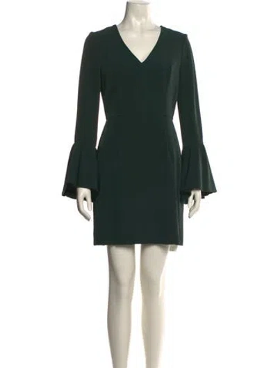 Pre-owned Milly V-neck Mini Dress In Green