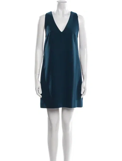 Pre-owned Milly V-neck Mini Dress In Green